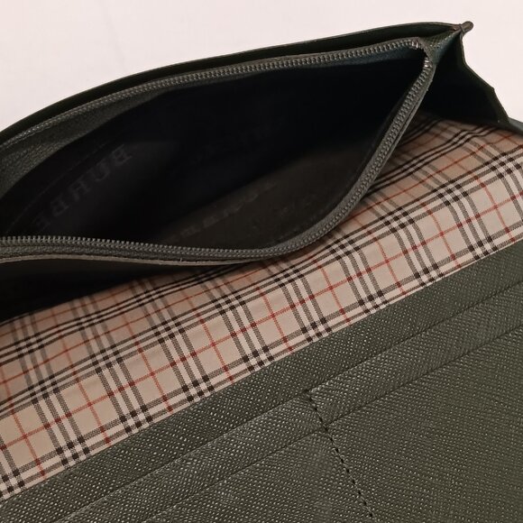 Burberry Vintage Unisex Nova Check Ivy Green Leather Wallet - Picture 12 of 16